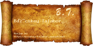 Böcskey Talabor névjegykártya